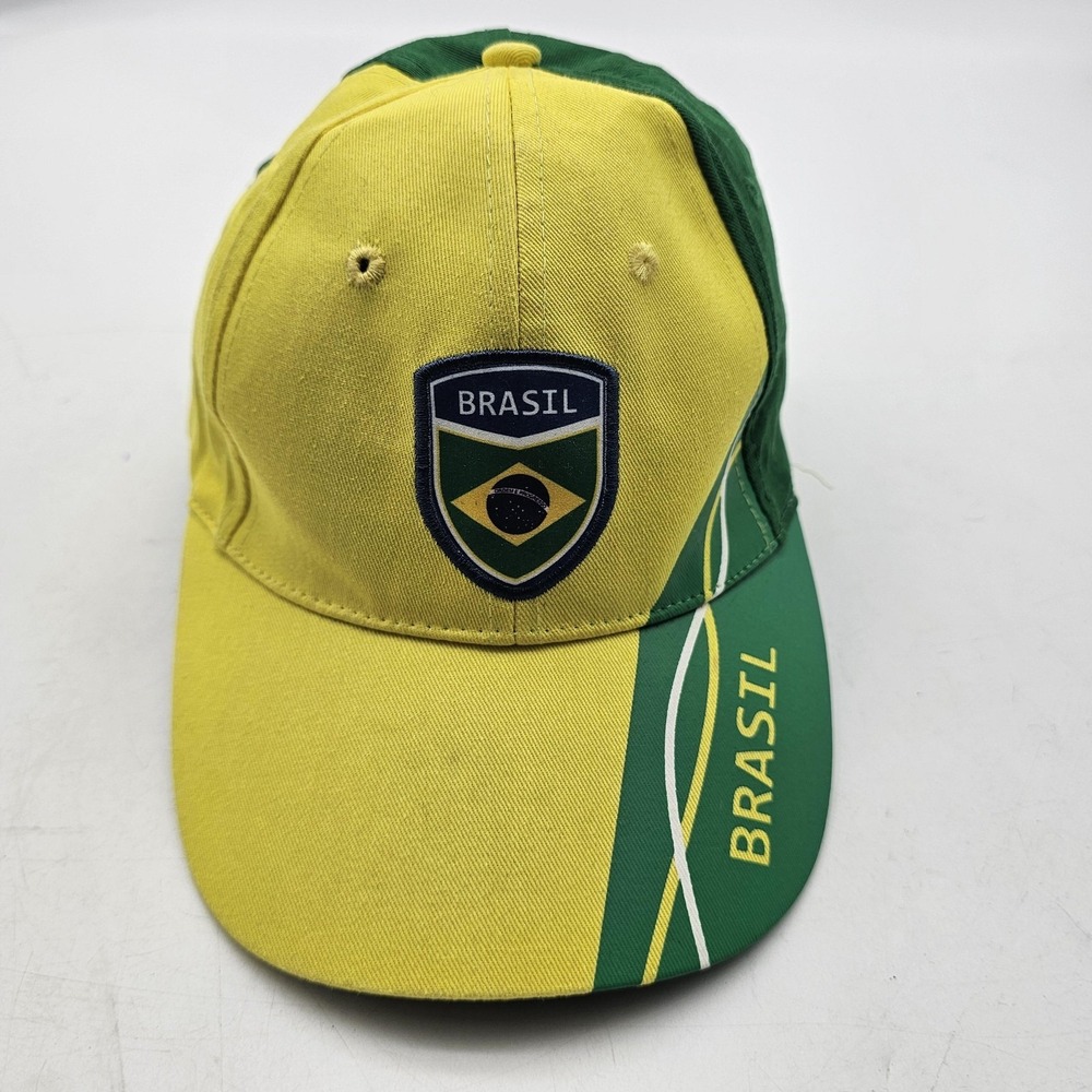 Brazil Hat Cap Strap Back Mens One Size Yellow Soccer Brasil Flag Futbol
